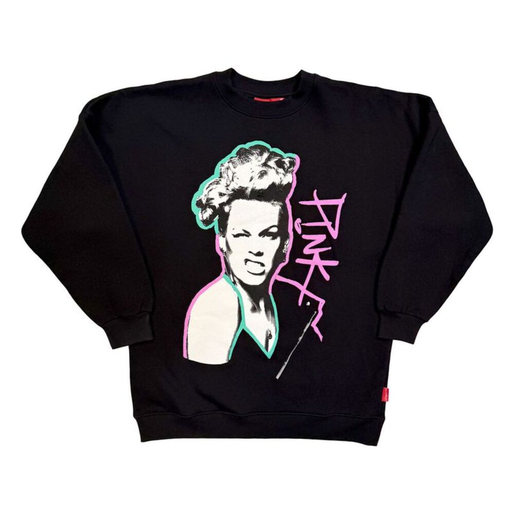 Pink Womens/Ladies Unplugged Paint Pen Sweatshirt / Black